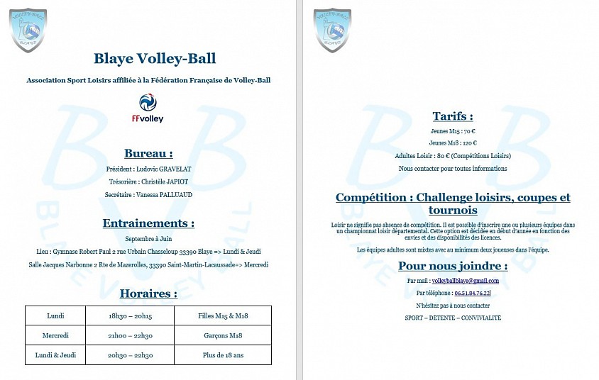 Horaires - Tarifs - Contact